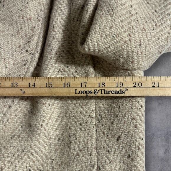 Womans Vintage BRAETAN Beige Wool Long Double Breasted OverCoat Topcoat MEDIUM - Picture 4 of 11